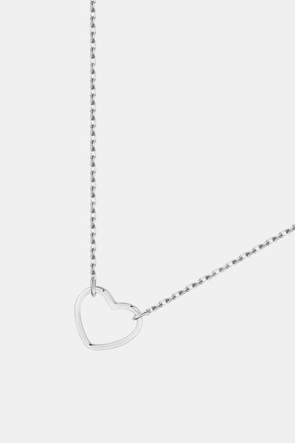 925 Sterling Silver Heart Shape Pendant Necklace